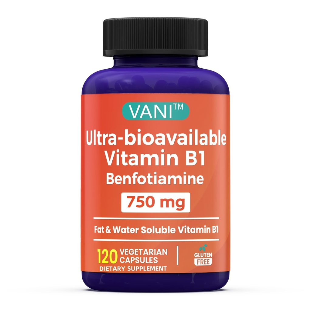 B1, 5X 시간 지방 및 수용성 Thiamine B1 보충을 가진 VANI 750MG Benfotiamine – 시험되는 제3자, 글루텐 없음 (120의 캡슐)