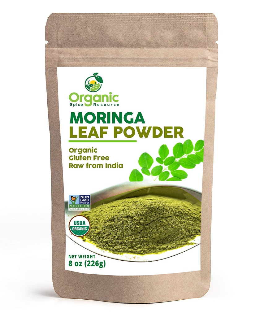 유기농 모링가 분말 - 8 oz (226g) | USDA 유기, 비 GMO, 고셔, 할랄, 모링가 오라이프라 분말 - 100 % Raw and Natural, by SHOPOSR
