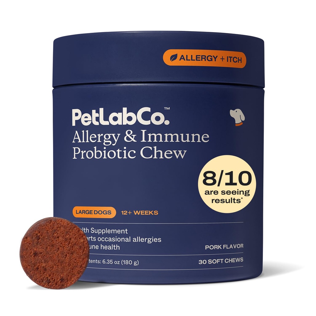 PetLab Co. Allergy & Immune Daily Probiotics for Dogs. Yeast Production, Seasonal Allergies, Intermittent Itchiness, Gut & Digestive Health for large Dogs - 30 Chews - 포장 May Vary