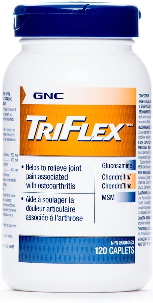 GNC Triflex 합동 지원 모자, 임상 힘, Glucosamine, Chondroitin, MSM, Mobility, Comfort, Flexibility, Cartilage 건강, 남자 & 여자를 위한, HSA FSA Eligible, 120 조사, 40 일 공급