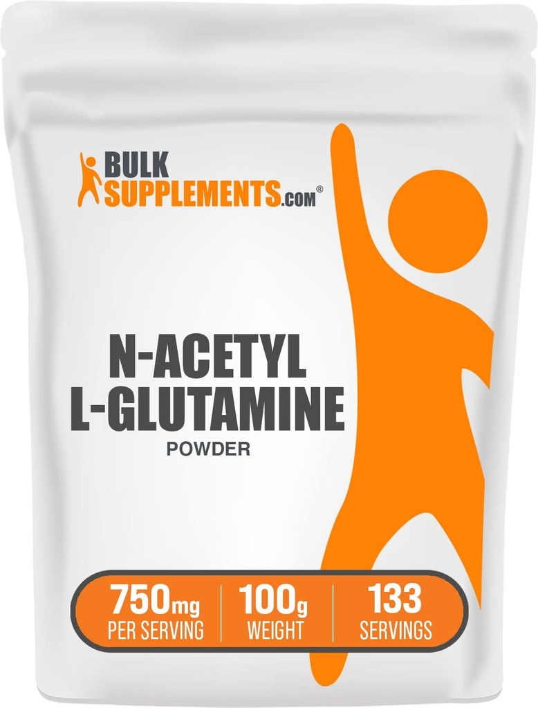 BulkSupplements.com N-Acetyl L 글루타민 분말 - 글루타민 보충교재, L 글루타민 분말, Gut 건강 & 회복 - 글루텐 무료, 봉사 당 750mg, 100g (3.5 oz) (팩 1)
