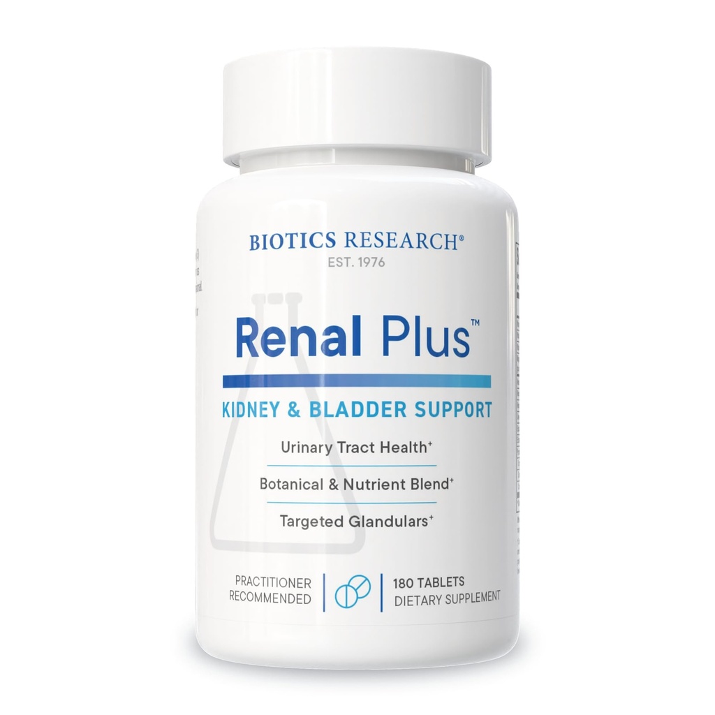 Biotics Research Renal Plus - Optimal Renal 기능을위한 식물, 동맥 및 영양 지원. Kidney 건강 및 지원 비뇨기과 기능 -Ulva ursi, Buchu 잎, Echinacea, Cranberry-180Tabs