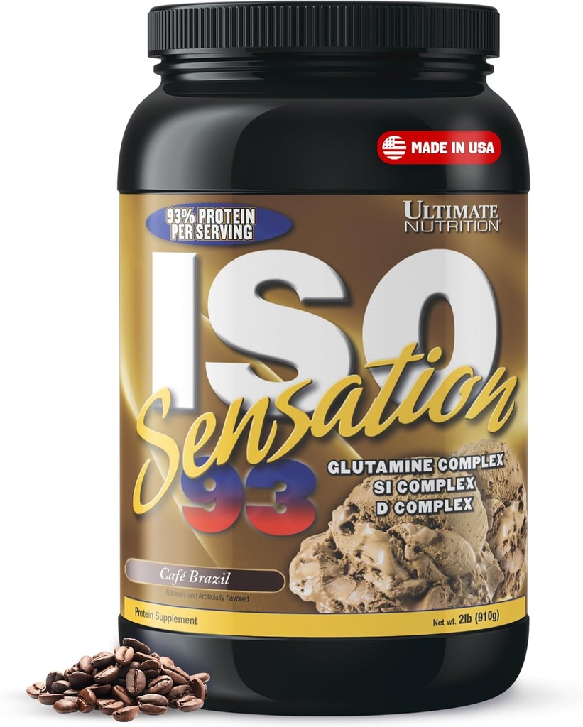 Glutamine Complex, ISO Sensation 93를 가진 궁극적인 영양 Whey Protein Isolate 분말 - 향상된 회복, 면역력 및 Gut 건강 - 카페 브라질, 2lbs를 위한 추가 Colostrum를 가진 Whey Protein Powder