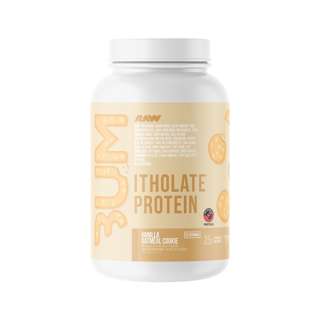RAW Whey Isolate Protein Powder, Vanilla Oatmeal Cookies (CBUM Itholate Protein) - 100 % 근육 성장 및 회복을위한 잔디 - 식 스포츠 영양 - 저지방, 낮은 캐비, 자연적으로 맛 - 25 서빙
