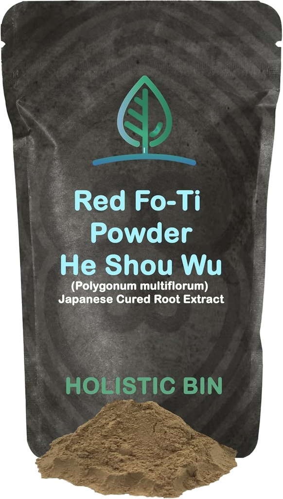 Holistic Bin Japanese He Shou Wu Fo Ti Powder Potent Fermented Herbal Extract for Vitality | 일본 야생 수확 | 모발 건강 지원을위한 순수한 Fo Ti | 산화 방지제 및 노화 방지 속성