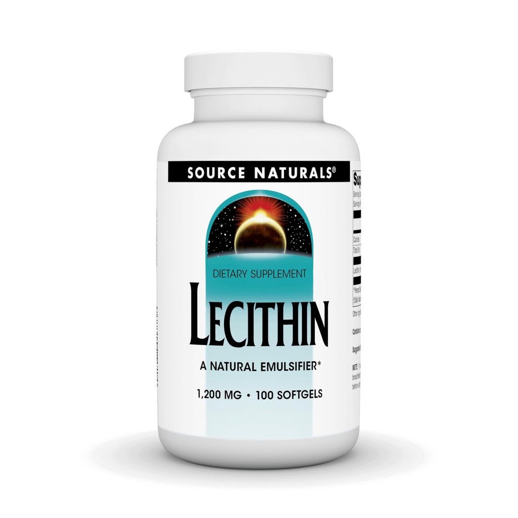 Source Naturals Lecithin 1200 mg, 천연 유화제 - 100 Softgels