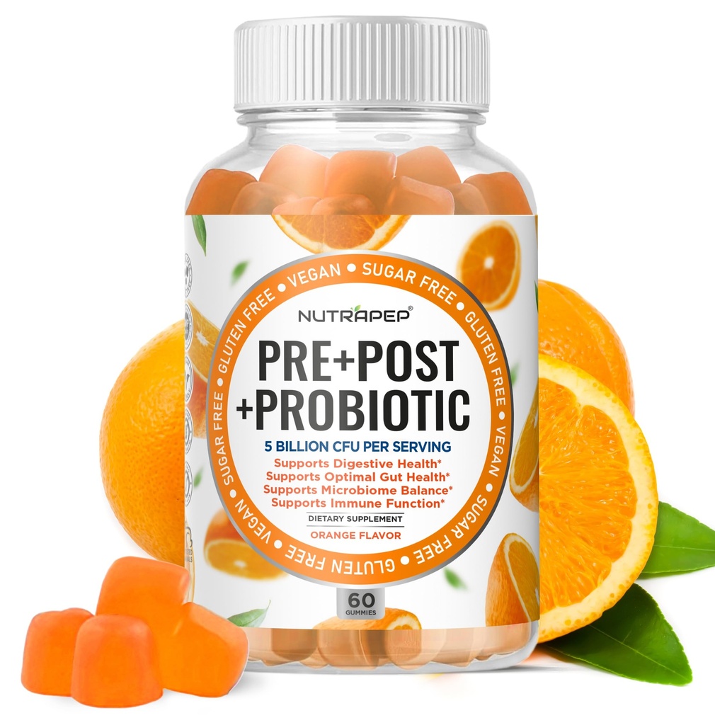 Prebiotic Probiotic & Postbiotic 여성 남성 및 어린이 어린이를위한 Gummies - 높은 효능 5 억 CFU - 설탕 무료 및 글루텐 무료