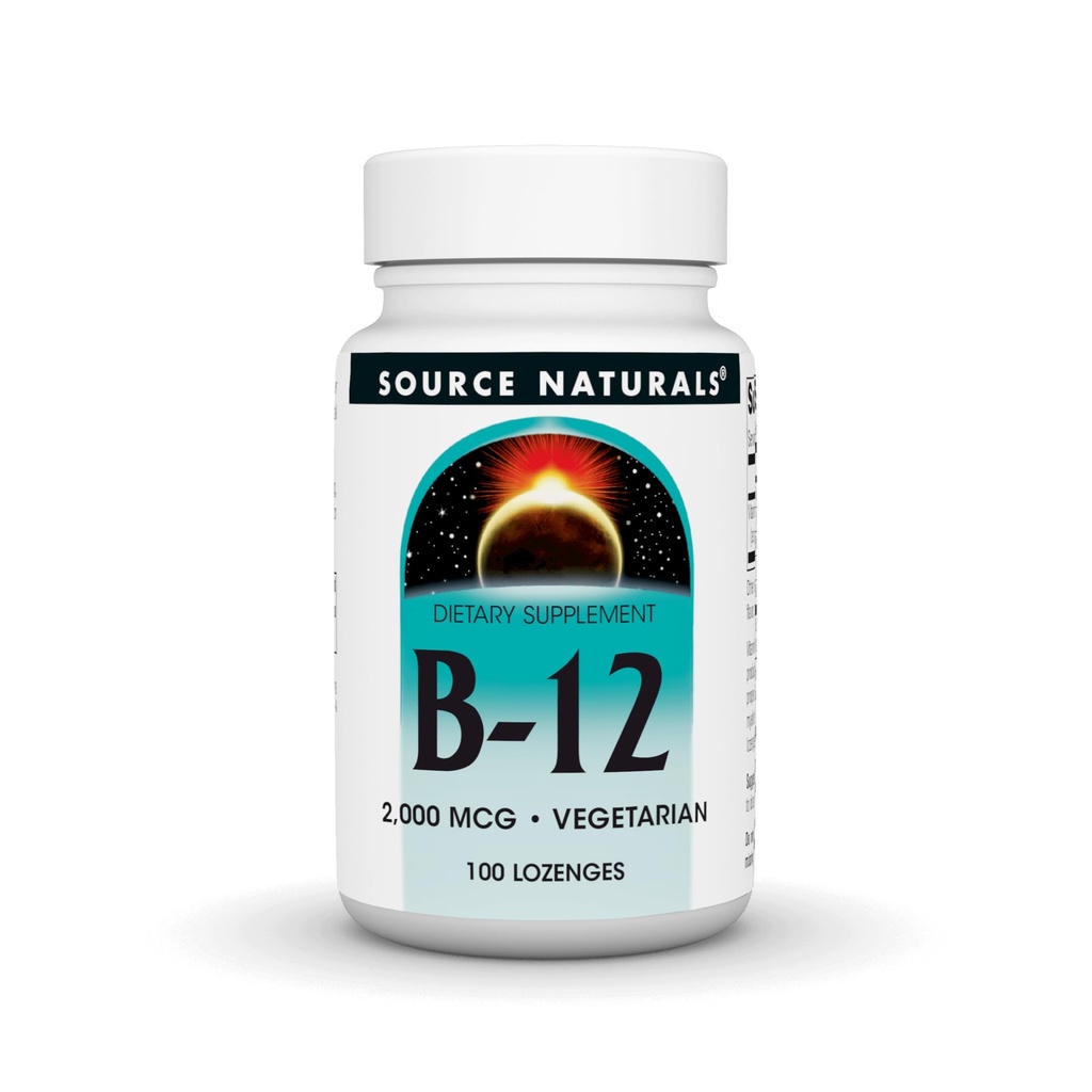 Source Naturals 비타민 B-12, 2000 mcg 에너지 생산 지원 - 100 Lozenges