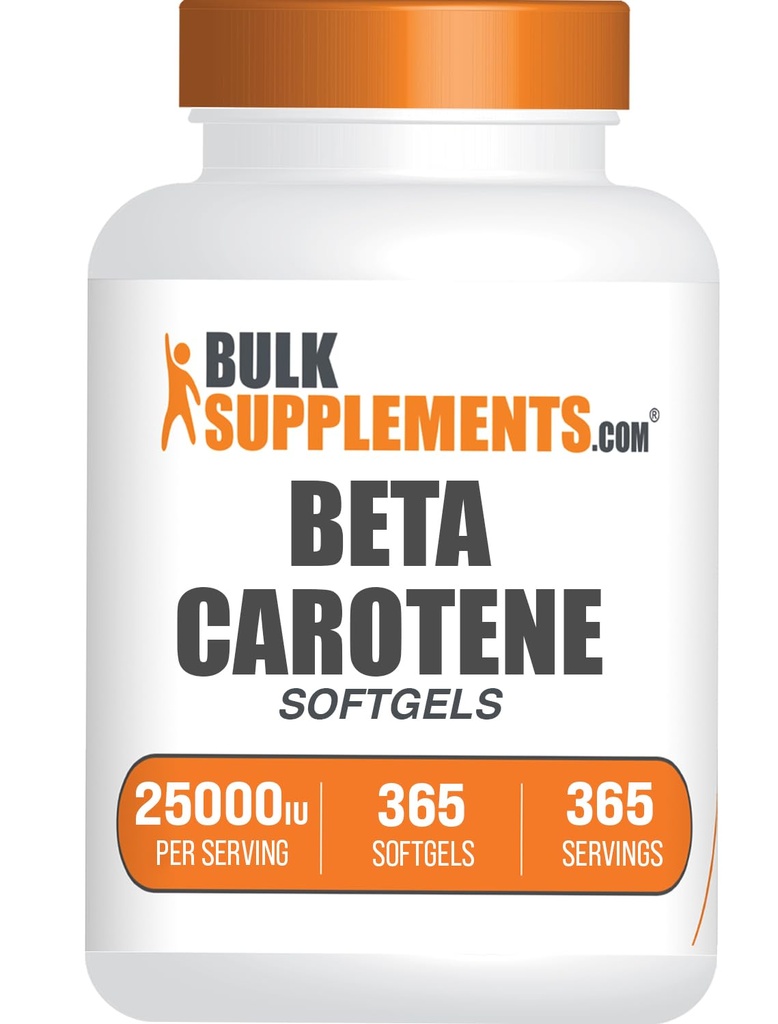BulkSupplements.com 베타 카로틴 25000 IU Softgels - 비타민 A 보충물, 베타 카로틴 보충 교재 - 눈 지원, 글루텐 무료, 서빙 당 1 Softgel, 365 개 (팩 1)