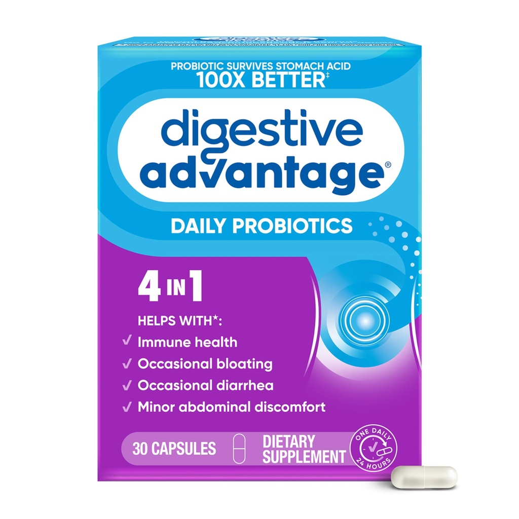 매일 Probiotic 캡슐 - 소화 이점 30 캡슐, Survives 100x 더 나은, 더 적은 Bloating, 칼슘, 소화 건강 및 Gut Flora, 멀티를 촉진