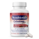 Symbiotics Colostrum 120ct Chewables Plus - 성인 및 어린이를위한 면역 지원 - Lactoferrin Supplement & Colostrum Protein - 소화 및 과트 지원 - 25 % lgG 항체, 글루텐 무료 - 와일드 체리