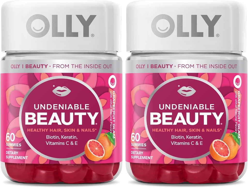 OLLY Undeniable Beauty Gummy, 모발, 피부, 손톱, Biotin, 비타민 C, Keratin, Chewable 보충교재, 자몽, 30 일 공급 - 120 조사