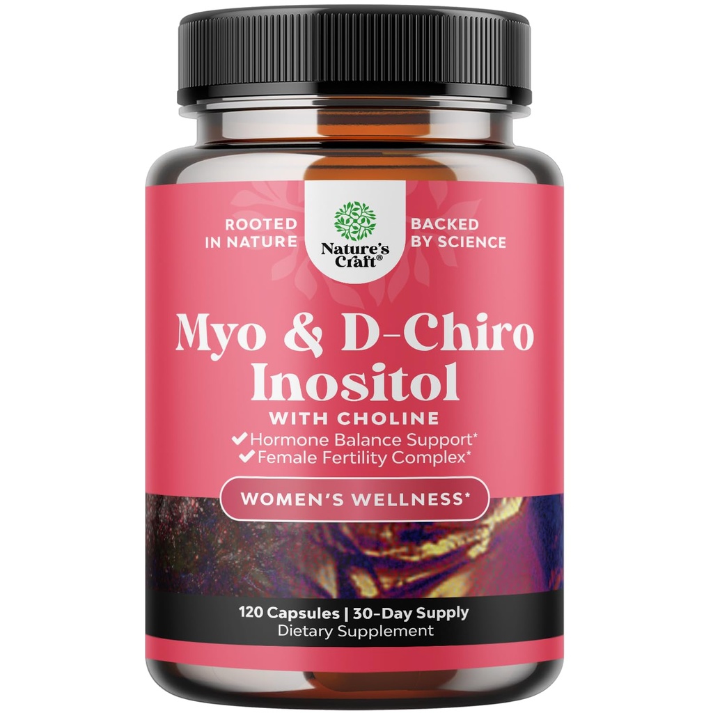 Myo-Inositol & D-Chiro Inositol 캡슐 - 사이클 및 비료 지원을위한 Choline Inositol 보충 - Myo & D-Chiro Inositol Plus Choline Bitartrate와 여성 호르몬 균형 보충