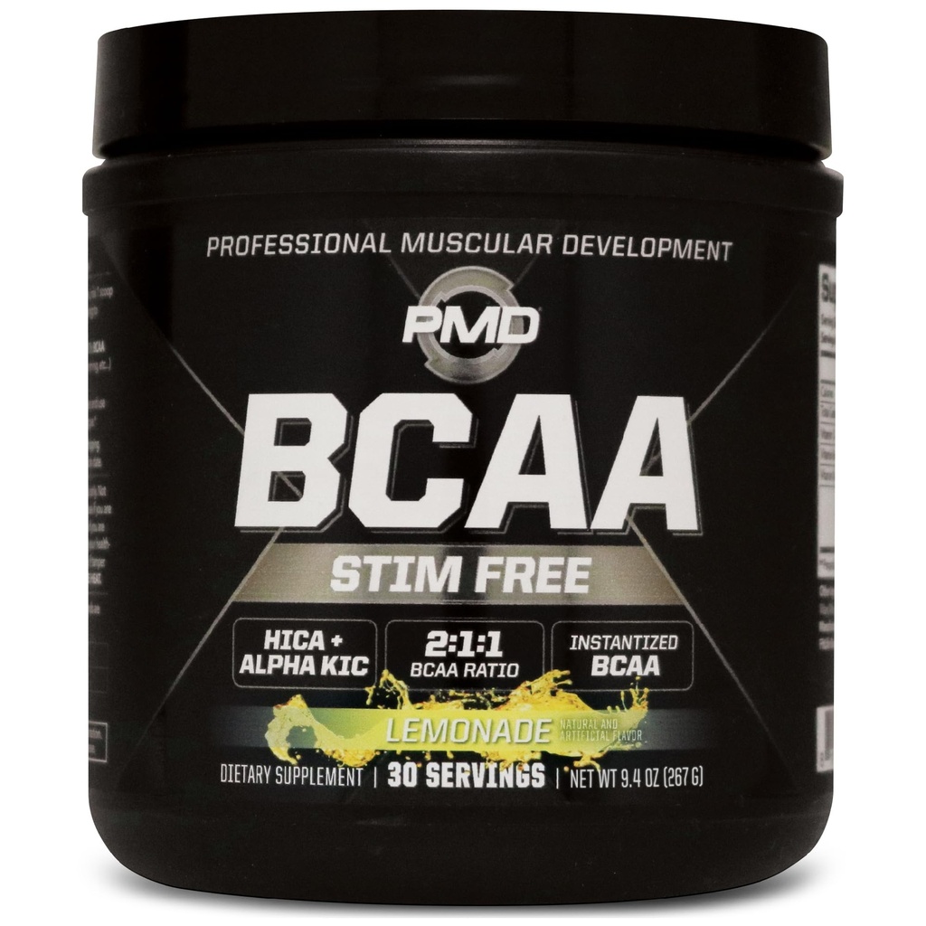 PMD 스포츠 BCAA 자극 자유로운 아미노산 - 더 나은 운동 성과, 강화된 회복, 매일 에너지, 근육 건축업자 및 근육 경마 - BCAA 분말 음료 혼합 - Lemonade (30 봉사)