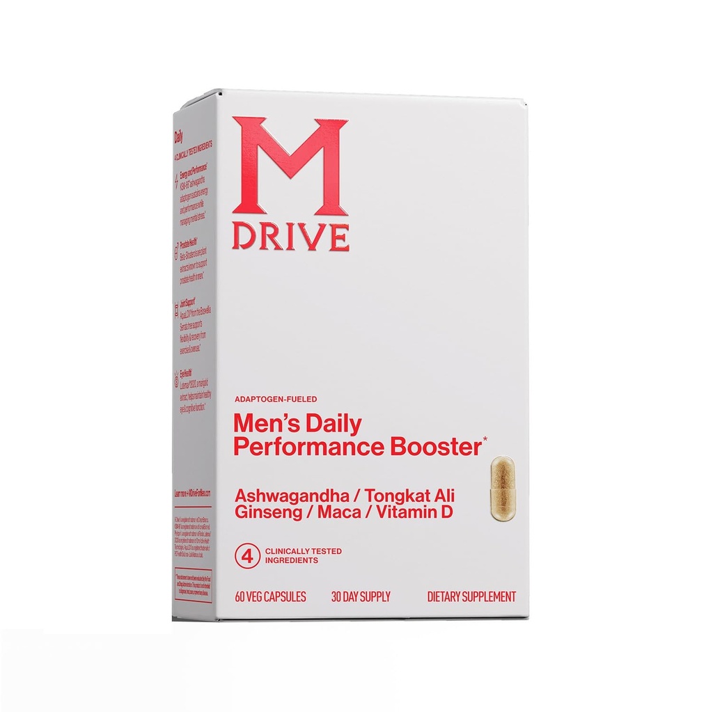 Mdrive Men's Daily Performance Complex 지원은 남성을위한 보충 - Ashwaghanda, Tongkat Ali, Ginseng, Maca & Vitamin D, 60 캡슐, 30 일 공급