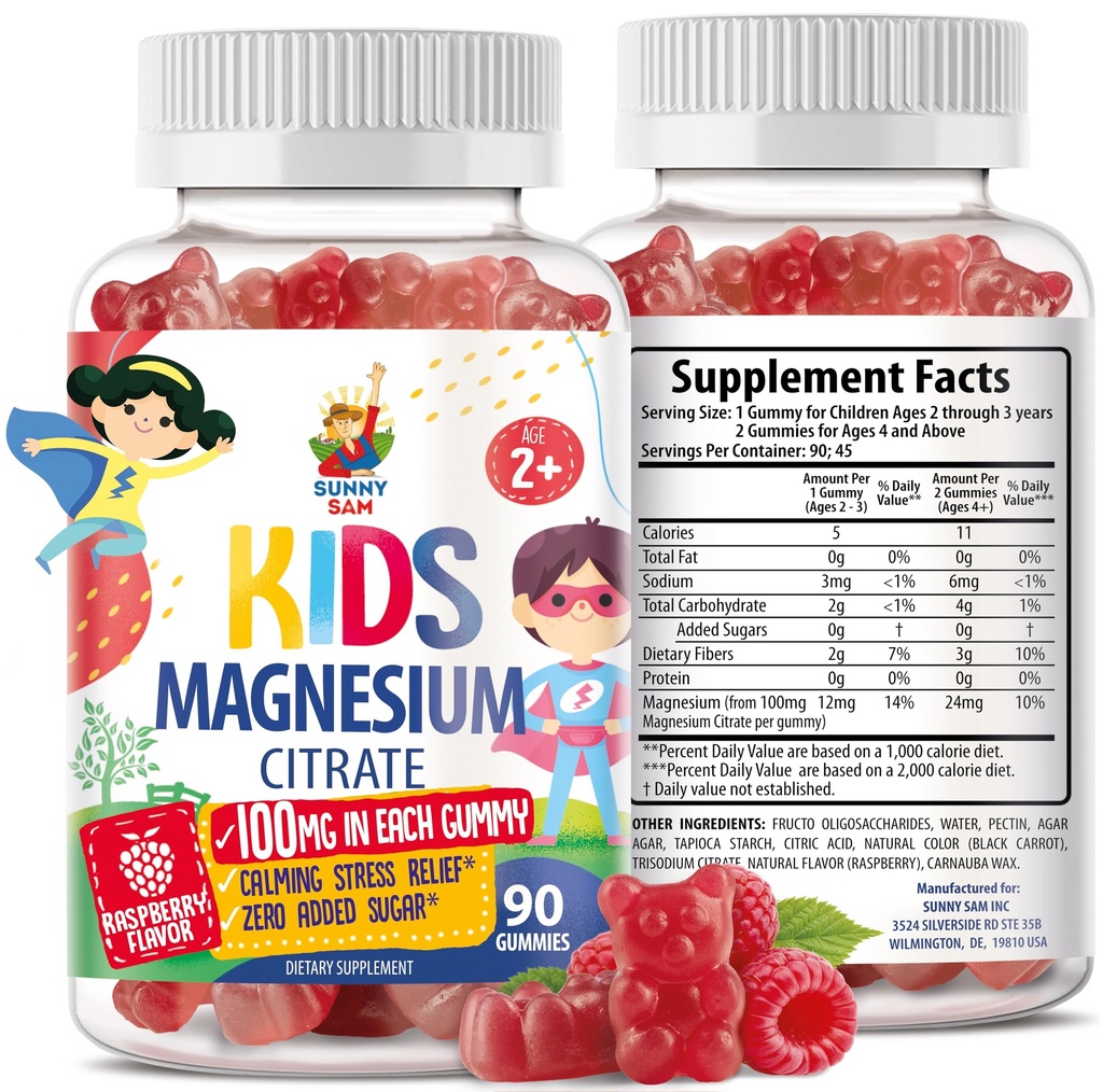 어린이 및 성인을위한 마그네슘 Gummies - 100mg - Calm 마그네슘 Chews - 무드 및 근육 지원을위한 마그네슘 Citrate Chewable 보충 - 90 Gummies