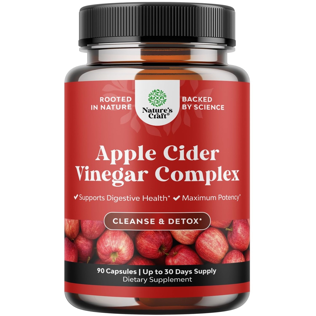 클렌징 Apple Cider Vinegar 캡슐 - Gut Cleanse 및 Detox 알약과 Cayenne을 체중을 줄이기위한 소화 건강 - Gut Cleanse 및 Full Body Detox를위한 추가 강도 ACV 캡슐 (30 인분)
