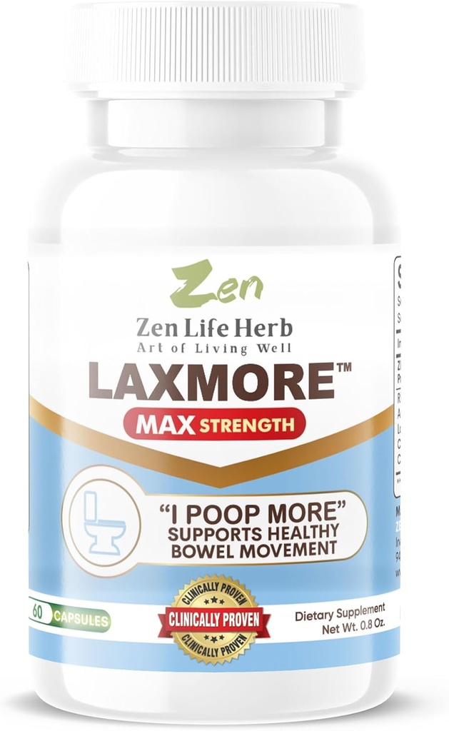 ZEN LIFE HERB LAXMORE I Poop More 최대 강도 100 % 천연 식물 기반 보충 (60 캡슐)