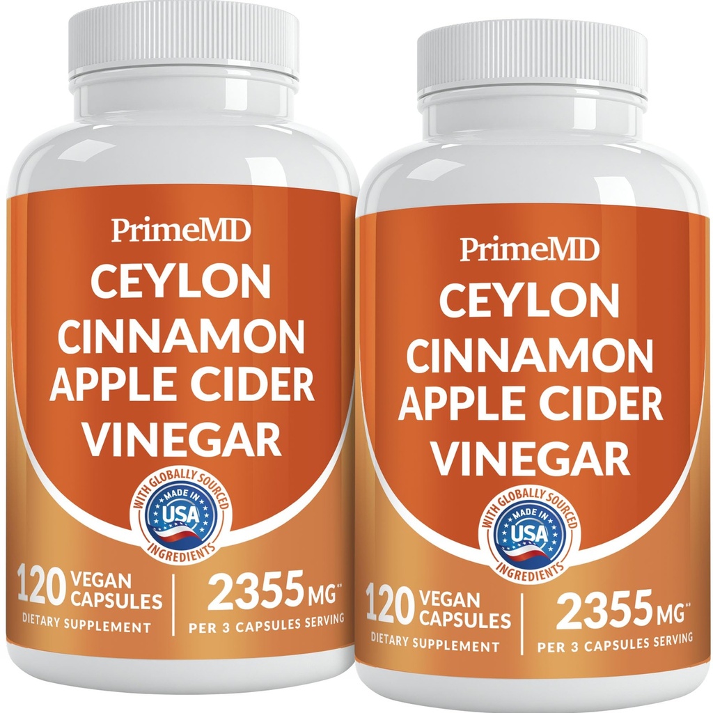 5-in-1 Ceylon Cinnamon 캡슐 2355mg - Turmeric, Panax Ginseng 및 Bioperine (120 카운트, 팩 2)가있는 Apple Cider Vinegar 캡슐