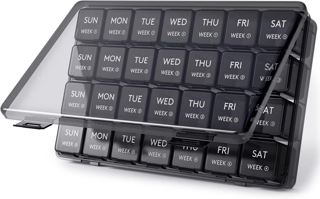 Lifewit 월간 알약 주최자, 28 일 알약 상자, 4 Weeks One Month Pill Cases, 비타민, 생선 기름, 보충제를위한 대형 Compartments 의약품 주최자