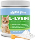 Alpha Paw - 애완 동물을위한 인간 학년 - 고양이 Lysine 보충 - 추가 서빙 5-10 개월 공급 - 자연 Lysine (8 Ounces / 227 그램)