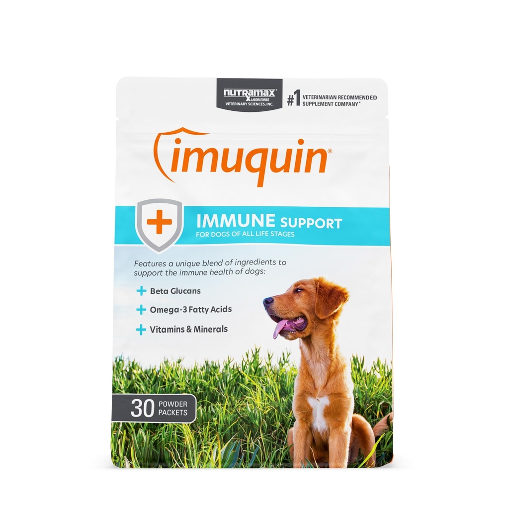 Nutramax Laboratories Nutramax Imuquin Immune Health Supplement Powder for Dogs, Beta Glucans, Marine Lipids, 비타민 및 미네랄, 30 Packets, 업데이트 된 버전