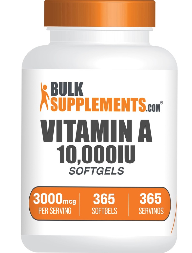 BulkSupplements.com 비타민 A 10000 IU Softgels - Retinyl Palmitate로, 비타민 A 보충 - 아이 & 면역 지원, 글루텐 무료, 봉사 당 1 Softgel, 365 조사 (1의 포장)