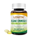 Lovita 조류 오메가-3, Vegan 및 식물 기반 DHA 및 DPA, 물고기 기름 대안, 1000mg 조류 기름, 지원 심장 및 뇌 건강, Carrageen-Free, 90 Softgels