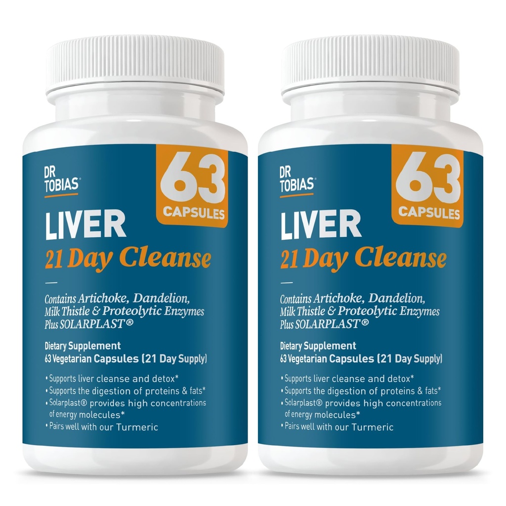 Tobias Liver 21 Day Cleanse, Solarplast, Artichoke Extract, Milk Thistle, Dandelion Extract & Digestive Enzymes, 63 식물성 캡슐, 3 매일 팩