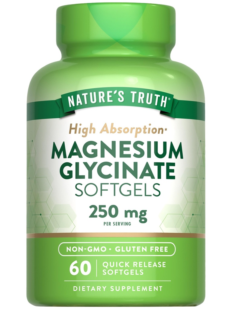 자연의 진실 마그네슘 글리세라이드 250mg | 60 Softgels | 높은 흡수 | 비 GMO & 글루텐 무료 미네랄 보충