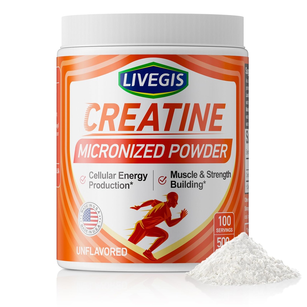 Creatine, Creatine Monohydrate Keto 친절, 불쾌한 - 지원 근육, 세포 에너지 및 인지 - 17.63 Oz (500g) - 100 서빙 (500g)