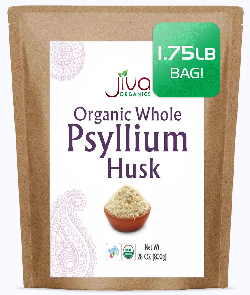 Jiva 유기 전체 심황 Husk (Isabgol) 1.75 LB (28 Oz) 점보 가방 - 비 GMO, 불연 - Keto 친화적 인, 수용성 섬유