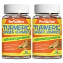 Turmeric Curcumin Gummies 500mg, Turmeric Root Extract, Ginger Root, Black Pepper Extract, 산화 방지제 지원, 오렌지 맛 Gummies, 60 개 (패키지 2)