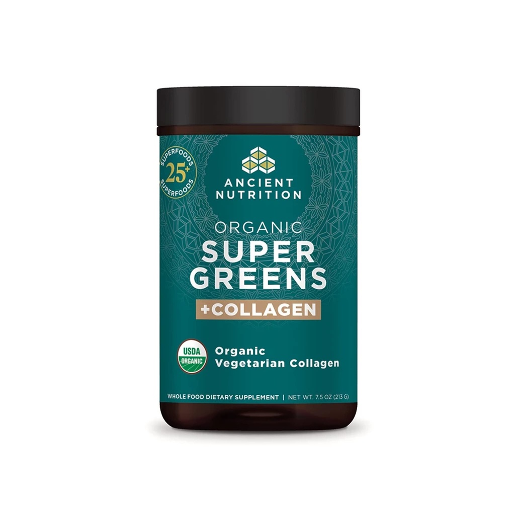 고대 영양 Supergreens 분말, 교원질을 가진 유기 Superfood 분말, 진짜 과일, 야채 및 허브에게서 만드는, 소화 및 에너지 지원을 위한 25의 서빙, 7.5oz