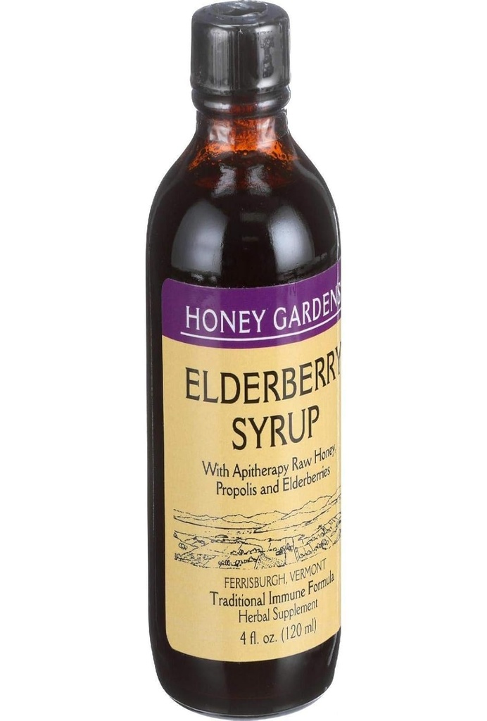 HONEY GARDEN APIARIES Apitherapy Elderberry 꿀 시럽, 4 FZ