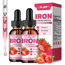 여자 남자 & 아이 Multivitamin 철 하락을 위한 액체 철 보충교재 Folate, 비타민 C, B6, B12, Anemia, 철 결핍, 혈액 건축업자, 에너지 - 자연적인 Strawberry 풍미, Vegan 4 Fl Oz를 위한 아연