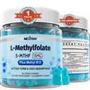 L-MethylFolate 15mg & 메틸 B12 Gummies, 메틸을 꿴 B1, B2, B6 Multivitamins - 활동적인 5-MTHF & 높은 흡수 - MTHFR 유전자, Cognition, Homocysteine 수준, Folate 대사, 채식주의자, 60 Cts를 지원합니다