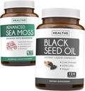 Black Seed & Sea Moss (1-Month Supply) Black Seed Oil 120 Softgel 캡슐 (Non-GMO & Vegan) Cold-Pressed Nigella Sativa & Irish Sea Moss 캡슐 (Non-GMO & Organic)