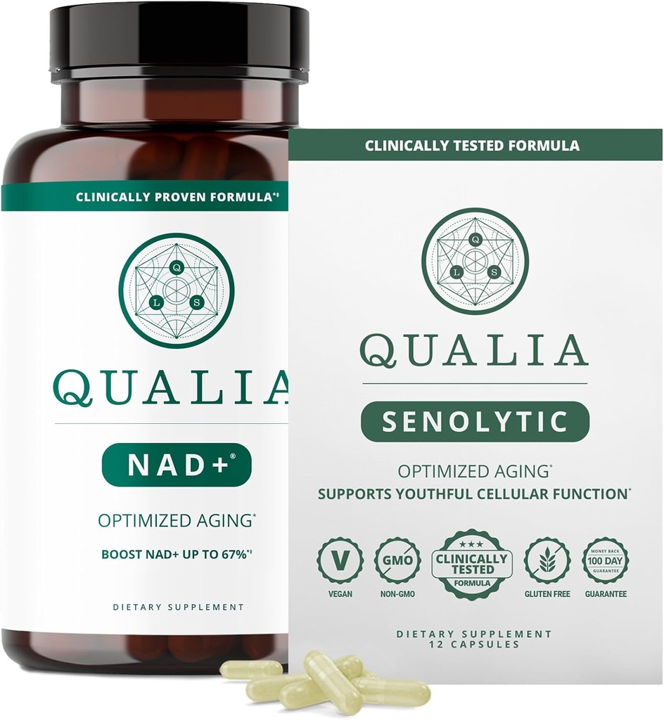 Qualia 생명 과학 뭉치 Qualia NAD+ & Qualia Senolytic는, 임상적으로 시험된 보충교재, NAD+, 나이 드는 보충교재를 밀어줄 수 있습니다