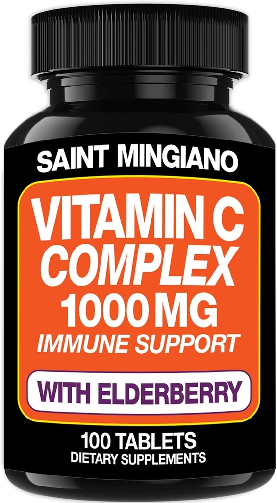 Elderberry 보충교재를 가진 비타민 C 1000mg - 14를 가진 표준 노출량 특정하게 공식화한 성분 - 100 캡슐/3 달의 공급