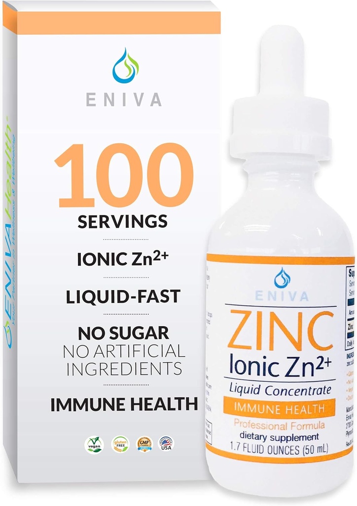 Eniva 액체 아연 보충교재 Immune 건강을 위한 매우 집중된 아연 하락 1.7 oz