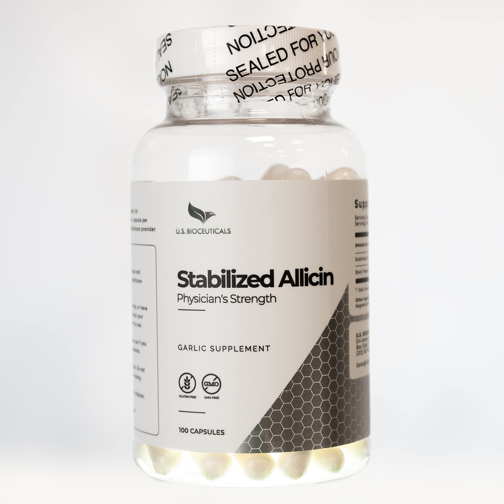 안정된 Allicin (Non-GMO) - 병 당 700,000 mcg Allicin - 실험실 테스트 - cGMP 인증 제조