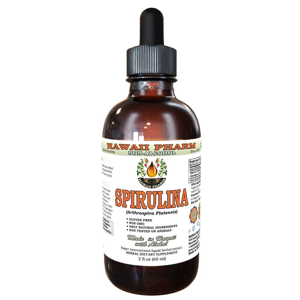 Spirulina 알콜 자유로운 액체 추출물, 유기 Spirulina (Arthrospira platensis) 말린 조류 Glycerite 자연적인 초본 보충교재, 하와이 Pharm, 미국 2 fl.oz