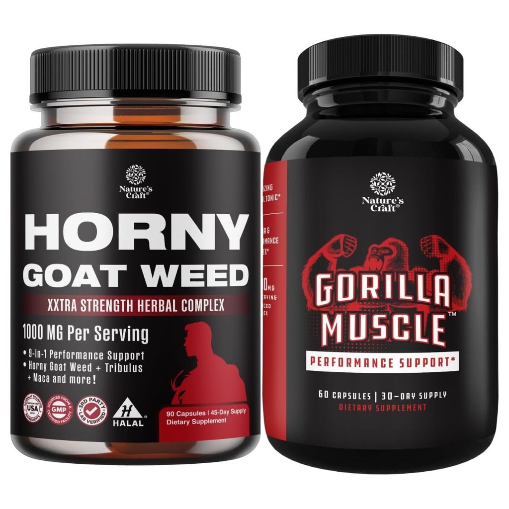 남성 증진을위한 Horny Goat Weed의 번들 - 남성과 남성에 대한 추가 강도 Horny Goat Weed - 천연 테스토스테론 보충