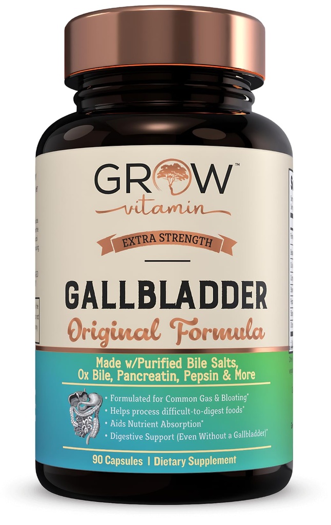 비타민 Original Gallbladder Formula, Made w/Purified Bile Salts & Ox Bile Digestive Enzymes - 조심스럽게 선정 된 소화 허브 포함 - 90 캡슐