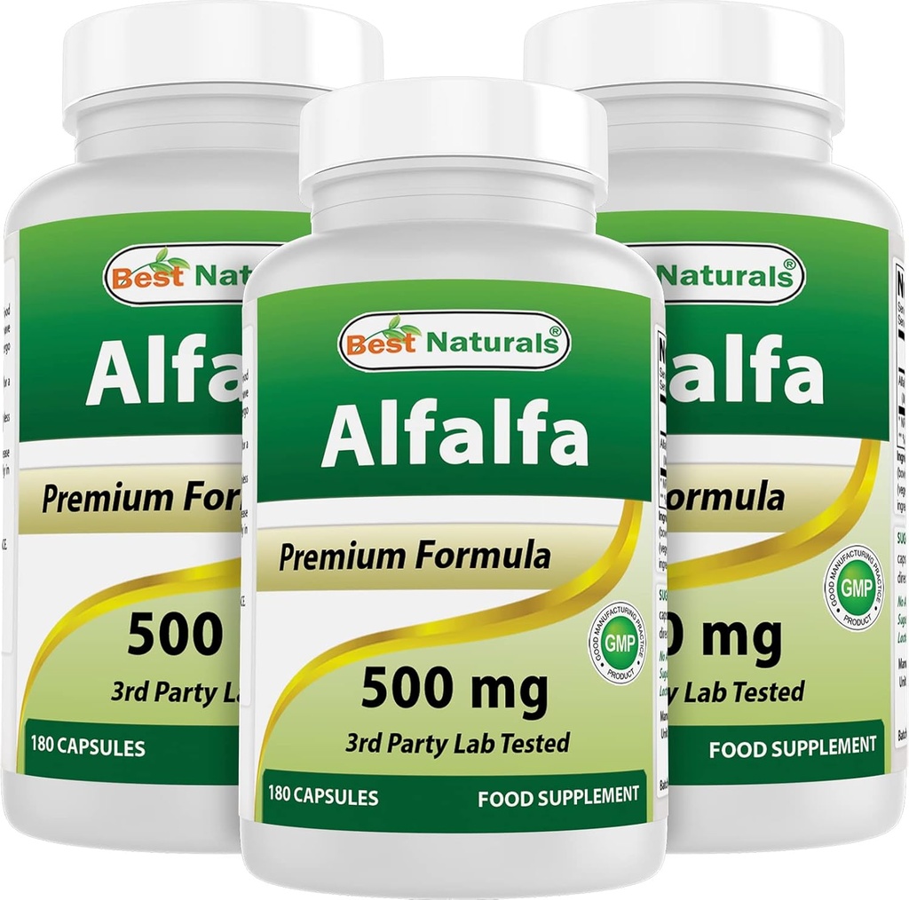 최고의 자연 Alfalfa 녹색 슈퍼 푸드 500 mg 180 캡슐 (180 개)