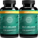 Primal Harvest 2 팩, 여자와 남자를 위한 다 교원질 알약 (유형 I, II, III, V, X) 교원질은 여자와 남자, 머리, 피부, 못 교원질 펩티드 알약을 위한 120의 캡슐 w/Vitamin C를 보충합니다