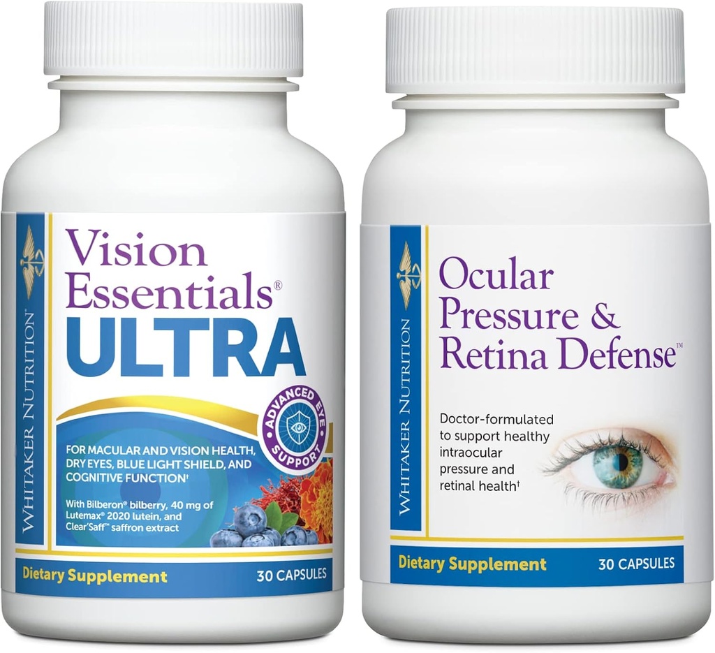 프리미엄 아이 헬스 묶음은 Macular & Retinal Health, Eye Strain, Ocular Pressure, Dry Eye 및 Ocular Pressure & Retina Defense에 대한 Vision Essentials ULTRA를 포함합니다.