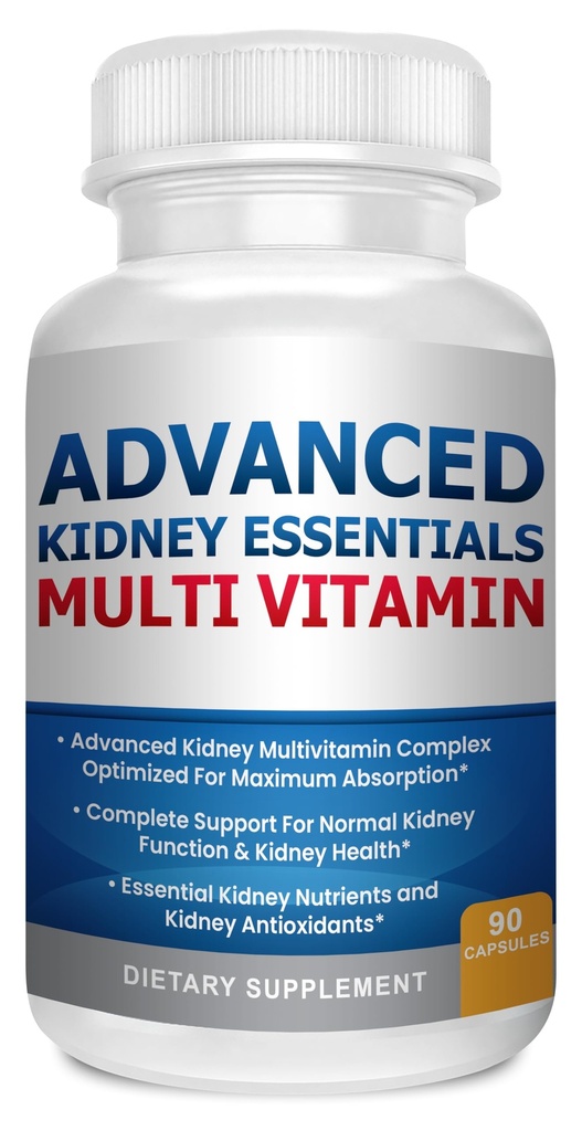 고급 키니 에센셜 Multivitamin. Kidney는 완전한 Kidney 건강에 대한 보충을 지원합니다. Renal Vitamins 90 Caps와 Kidney 건강 보충
