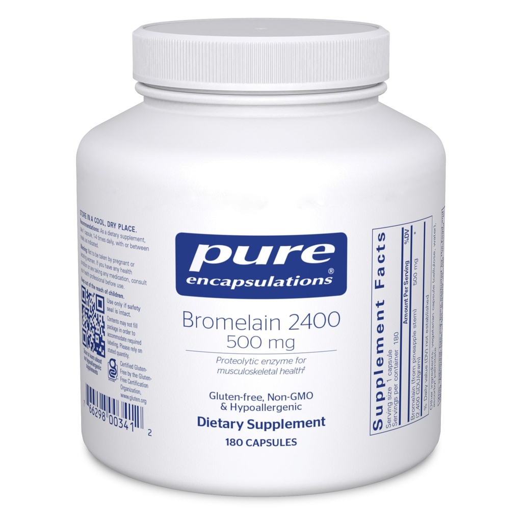 순수한 캡슐에 넣기 Bromelain 2400 500 mg - 소화 지원 & Musculoskeletal 건강을 위해 - 합동 & 근육 회복을 지원하십시오* - Proteolytic 효소 - 채식주의자 - 180의 캡슐
